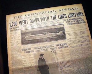 "1,200 went down with the liner Lusitania"